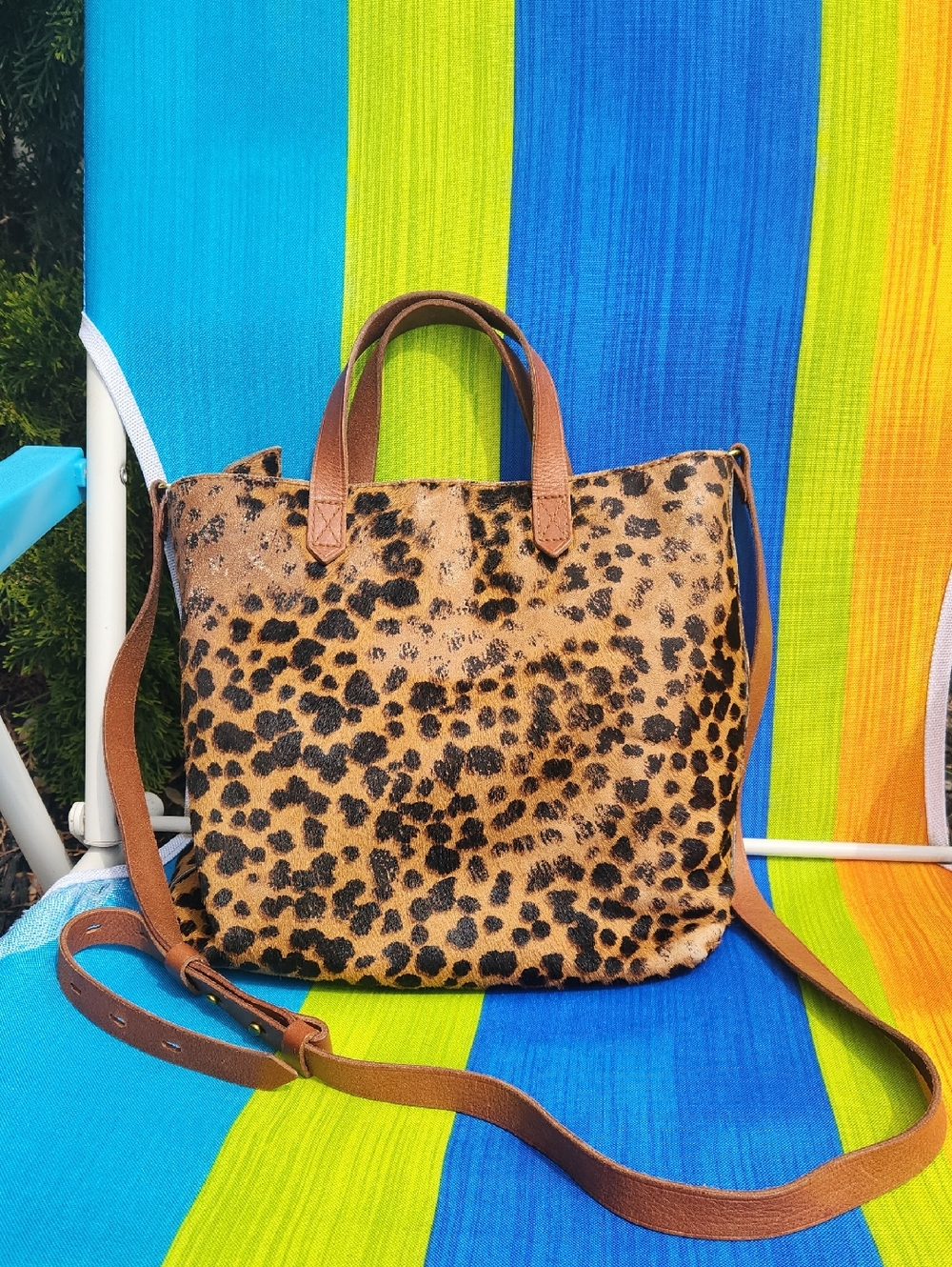 ✨️Madewell Leopard-Print Tote in Black and Tan